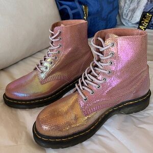 Dr Martens Pascal 1460 Pink Iridescent Mermaid Boots Size 9 UK 7